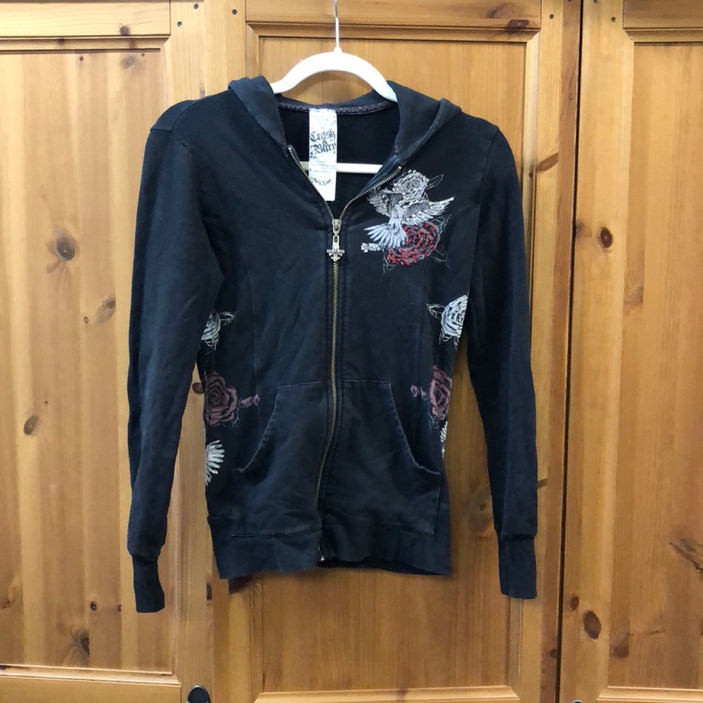 Crash & Burn, Bedazzled Zipper Hoodie